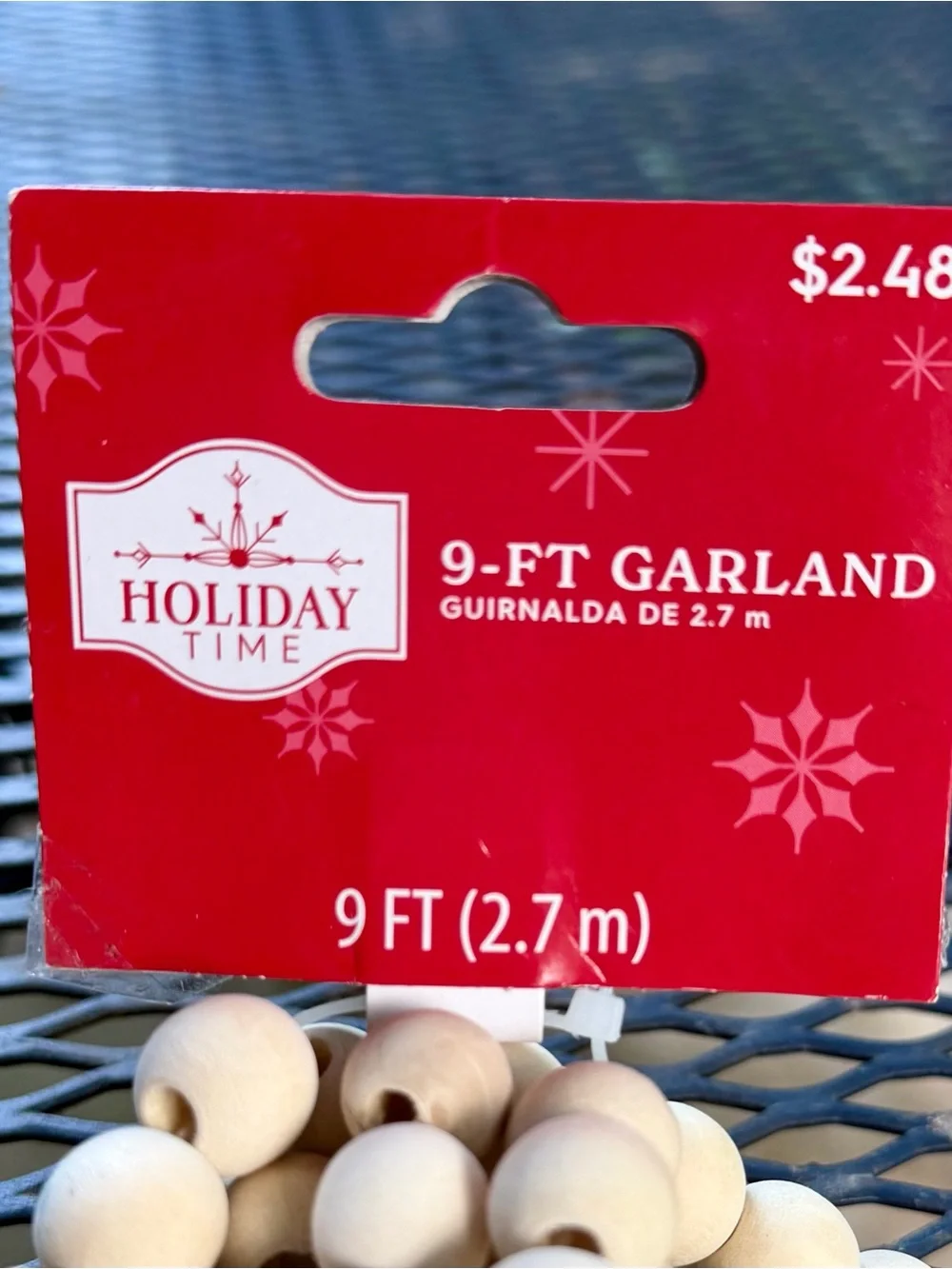 Holiday Garland, Natural Wood Beaded
